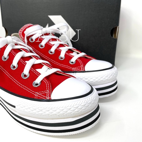 Converse Ctas Platform Layer Canvas Low Enamel Red - Picture 4 of 11